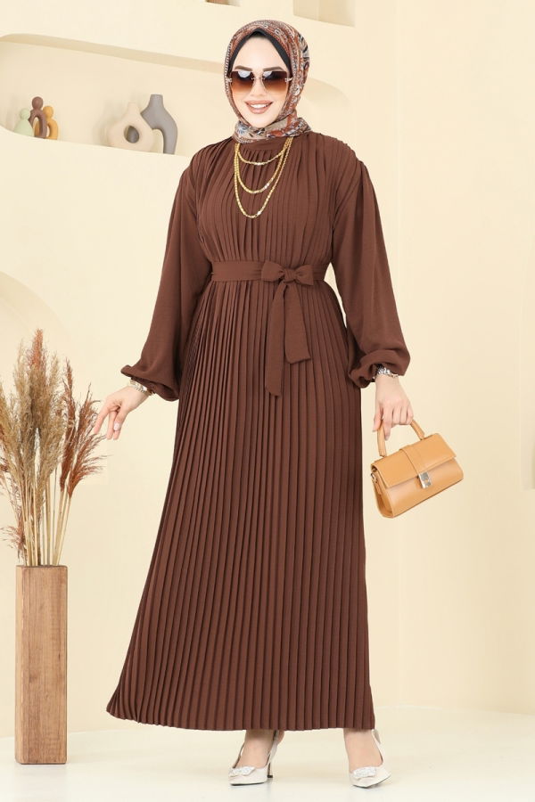 Modaselvim خصم صافٍ20%+20% في سلة التسوق الفستان بني 3091HBS856