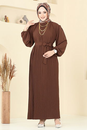 moda selvim الفستان بني 3091HBS856 - Thumbnail