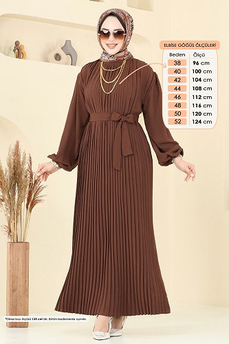 moda selvim الفستان بني 3091HBS856 - Thumbnail