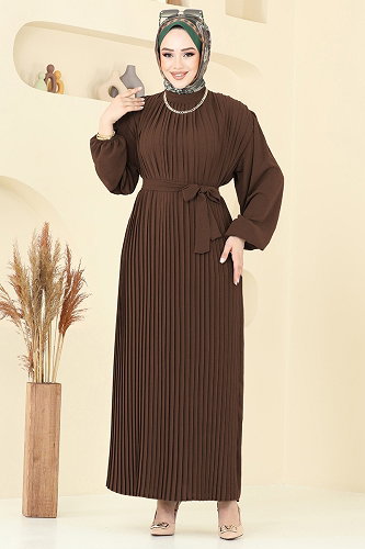 moda selvim الفستان بني 3091HBS856 - Thumbnail