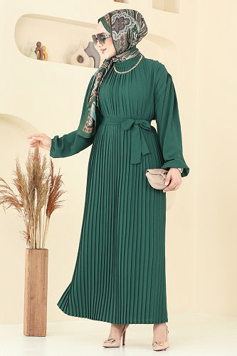 moda selvim Dress 3091HBS856 Emerald - Thumbnail