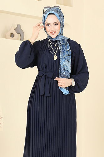 moda selvim Dress 3091HBS856 Navy Blue - Thumbnail