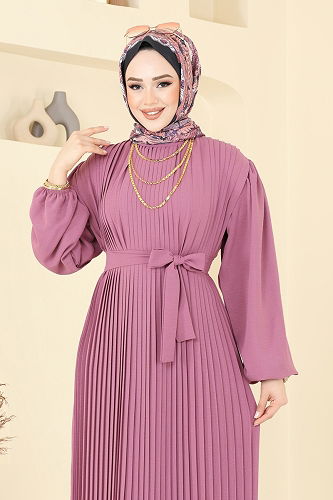 moda selvim الفستان وردي 3091HBS856 - Thumbnail