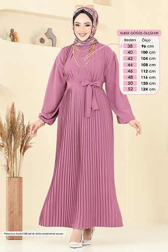 moda selvim الفستان وردي 3091HBS856 - Thumbnail