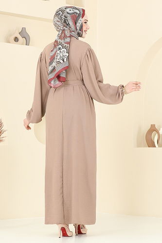 moda selvim الفستان بيج 3091HBS856 - Thumbnail