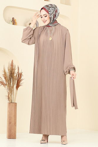 moda selvim الفستان بيج 3091HBS856 - Thumbnail