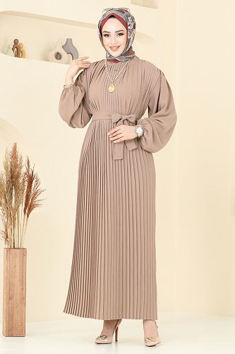 moda selvim الفستان بيج 3091HBS856 - Thumbnail