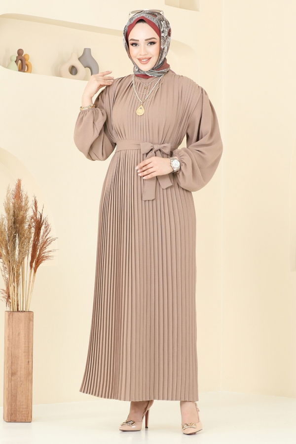 Modaselvim خصم صافٍ20%+20% في سلة التسوق الفستان بيج 3091HBS856