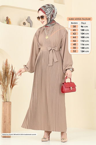 moda selvim الفستان بيج 3091HBS856 - Thumbnail