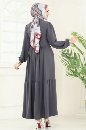 moda selvim Dress 3095HBS856 Anthracite - Thumbnail