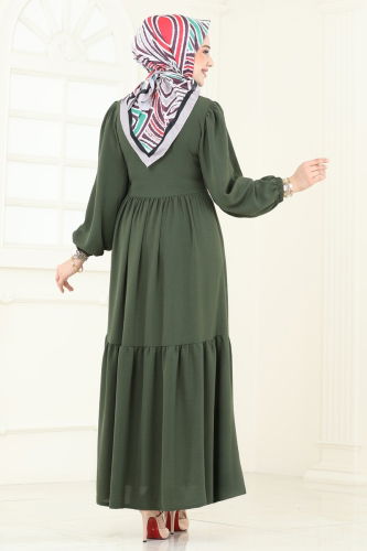 moda selvim Dress 3095HBS856 Khaki - Thumbnail