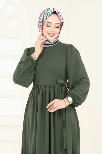 moda selvim Dress 3095HBS856 Khaki - Thumbnail
