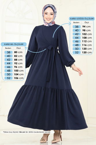 moda selvim الفستان كحلي 3095HBS856 - Thumbnail