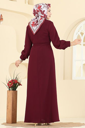 moda selvim الفستان خمري 309ASN888 - Thumbnail