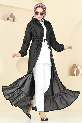 moda selvim الفستان أسود 309HBS856 - Thumbnail