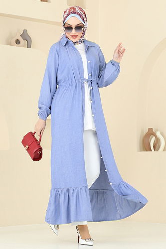 moda selvim الفستان جينز فاتح 309HBS856 - Thumbnail