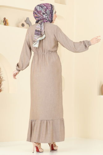moda selvim الفستان بيج 309HBS856 - Thumbnail
