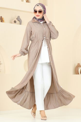 moda selvim الفستان بيج 309HBS856 - Thumbnail