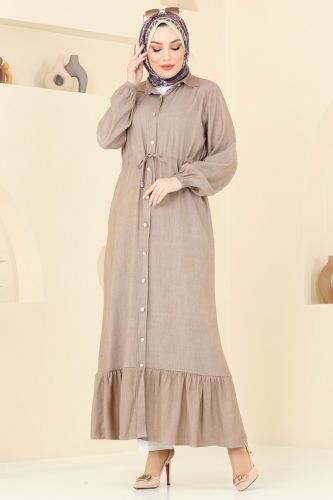 moda selvim الفستان بيج 309HBS856 - Thumbnail
