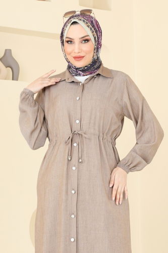 moda selvim الفستان بيج 309HBS856 - Thumbnail