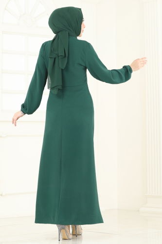 moda selvim Dress 310HBS856 Emerald - Thumbnail