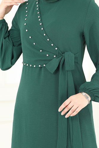 moda selvim الفستان زيتي 310HBS856 - Thumbnail