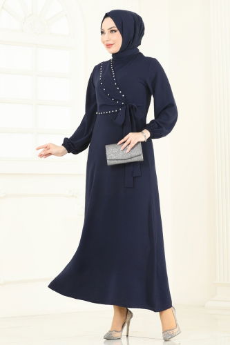 H.B.S. - Dress 310HBS856 Navy Blue