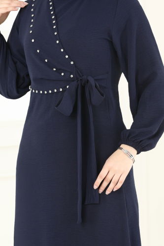 moda selvim Dress 310HBS856 Navy Blue - Thumbnail