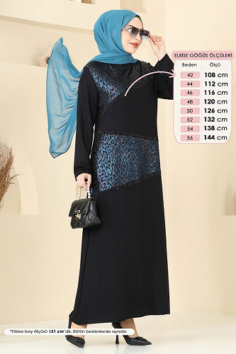 moda selvim Dress 3110HN394 Pattern1 Navy Blue - Thumbnail