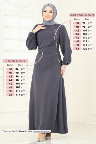 moda selvim Dress 311HBS856 Anthracite - Thumbnail