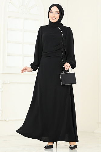 moda selvim Dress 311HBS856 Black - Thumbnail