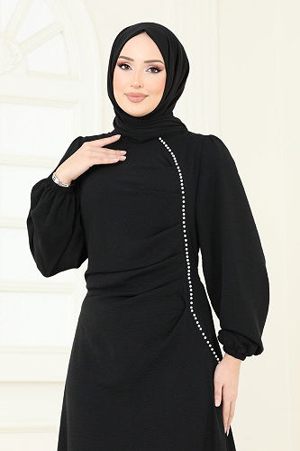 moda selvim Dress 311HBS856 Black - Thumbnail