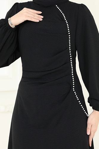 moda selvim Dress 311HBS856 Black - Thumbnail