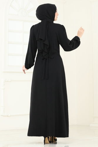 moda selvim Dress 311HBS856 Black - Thumbnail