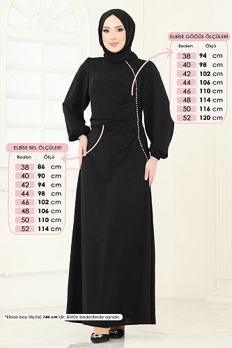 moda selvim Dress 311HBS856 Black - Thumbnail