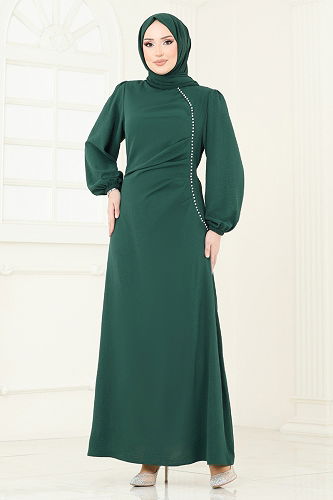 moda selvim الفستان زيتي 311HBS856 - Thumbnail