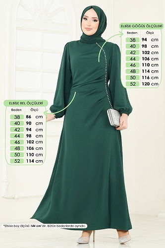 moda selvim الفستان زيتي 311HBS856 - Thumbnail