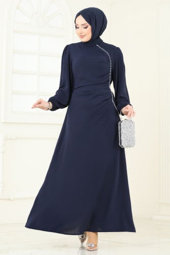 moda selvim Dress 311HBS856 Navy Blue - Thumbnail