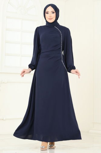 H.B.S. - Dress 311HBS856 Navy Blue