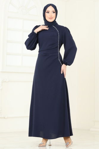 moda selvim Dress 311HBS856 Navy Blue - Thumbnail