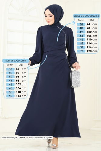 moda selvim الفستان كحلي 311HBS856 - Thumbnail