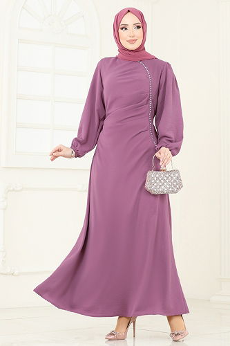 moda selvim Dress 311HBS856 Rose Dried - Thumbnail