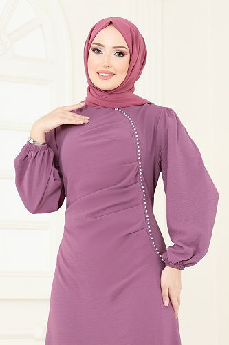 moda selvim Dress 311HBS856 Rose Dried - Thumbnail