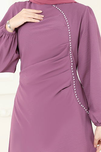 moda selvim Dress 311HBS856 Rose Dried - Thumbnail