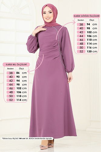 moda selvim Dress 311HBS856 Rose Dried - Thumbnail