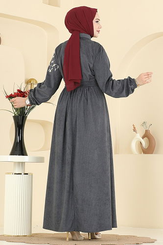 moda selvim Dress 312ASN888 Anthracite - Thumbnail