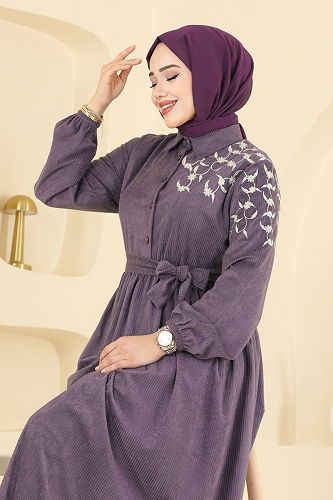 moda selvim Dress 312ASN888 Lilac - Thumbnail