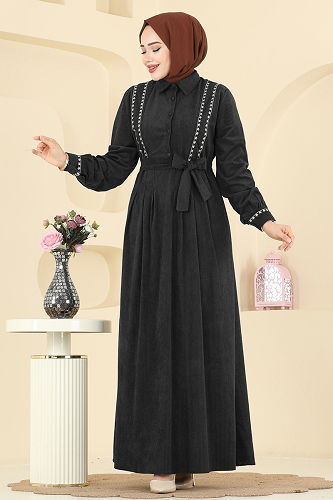 moda selvim Dress 313ASN888 Black - Thumbnail