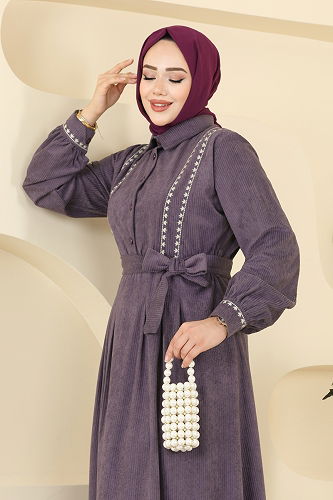 moda selvim الفستان ليلكي 313ASN888 - Thumbnail