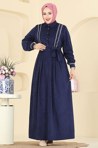 moda selvim Dress 313ASN888 Navy Blue - Thumbnail